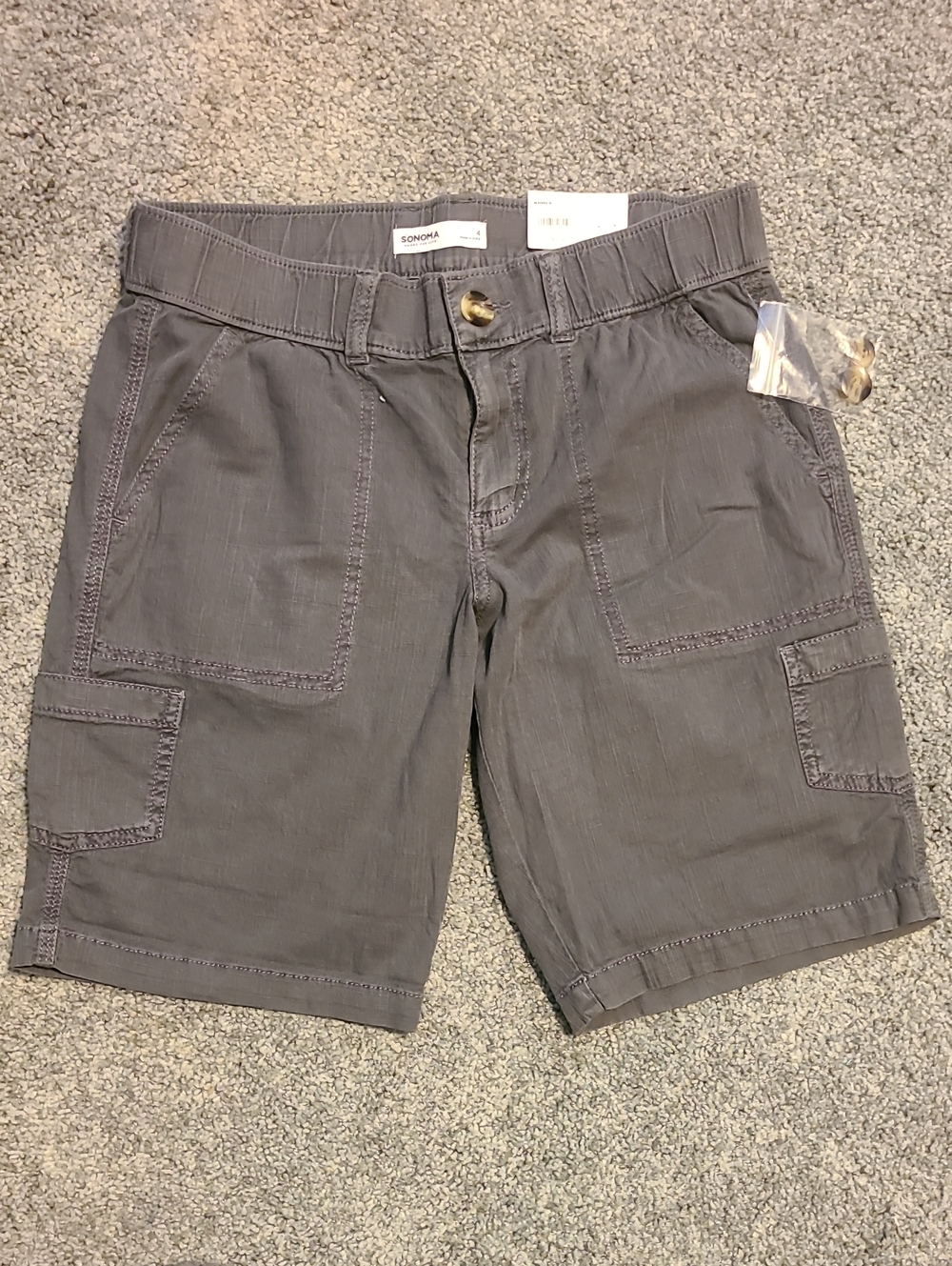 Sonoma Womens Gray Cargo Shorts with Patch Pockets